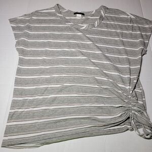 Jennie And Marlis‎ Plus Size 1X Grey Striped Shirt
